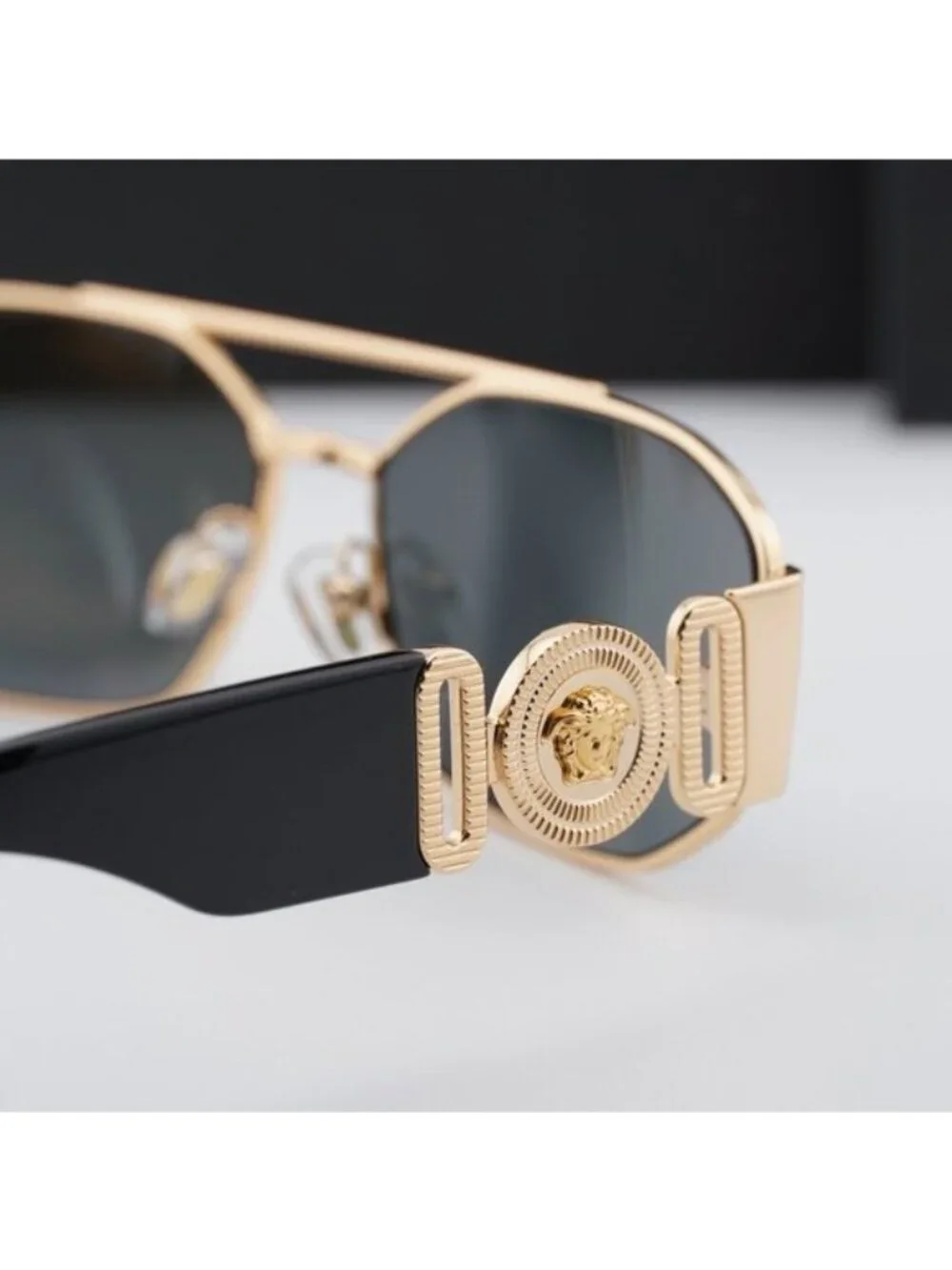 Versace VE2287 100287 Rectangle Sunglasses – Gold / Grey